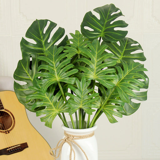 28 Inch Artificial Monstera Bush 7 Stems Tropical Silk Leaves Bulk Pack