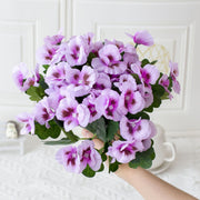 2 Pcs Artificial Pansy Bush Flowers UV Resistant for Outdoors, Bulk Wholesale