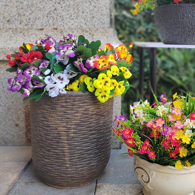 2 Pcs Artificial Pansy Bush Flowers UV Resistant for Outdoors, Bulk Wholesale
