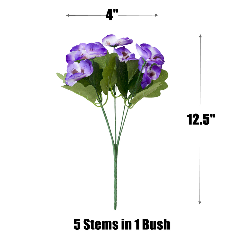 2 Pcs Artificial Pansy Bush Flowers UV Resistant for Outdoors, Bulk Wholesale