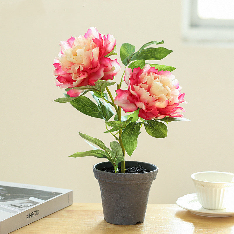 13 Inch Silk Peony Potted Plant 1 Pc Artificial Flower in Pot