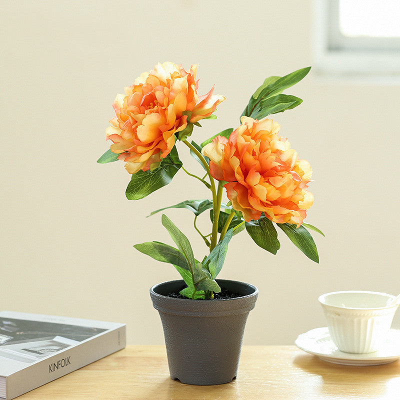 13 Inch Silk Peony Potted Plant 1 Pc Artificial Flower in Pot