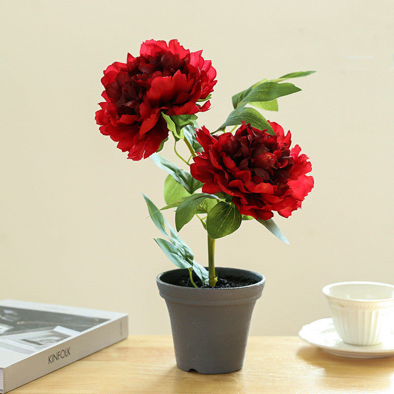 13 Inch Silk Peony Potted Plant 1 Pc Artificial Flower in Pot