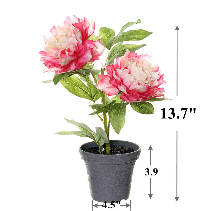 13 Inch Silk Peony Potted Plant 1 Pc Artificial Flower in Pot