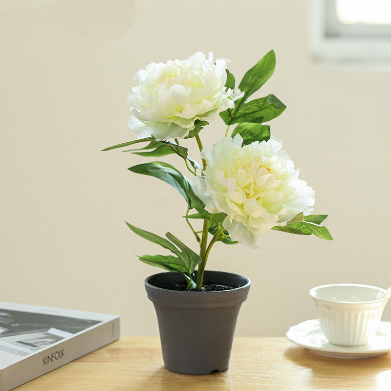 13 Inch Silk Peony Potted Plant 1 Pc Artificial Flower in Pot