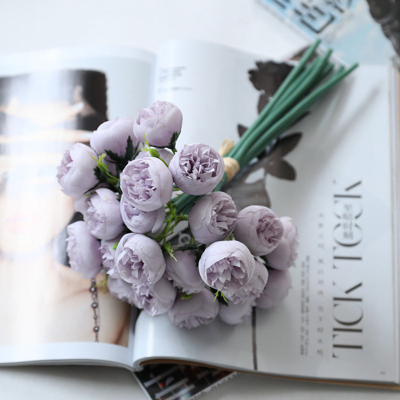 11 Inch Silk Peony Bouquet, 10 Pcs Realistic Artificial Flowers, Bulk Wholesale