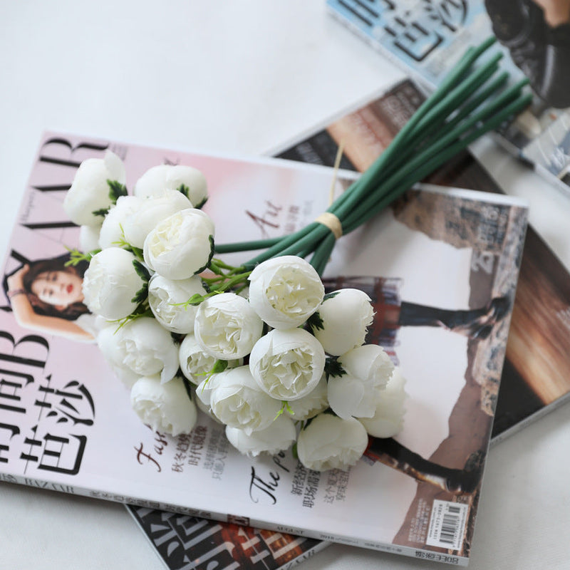 11 Inch Silk Peony Bouquet, 10 Pcs Realistic Artificial Flowers, Bulk Wholesale