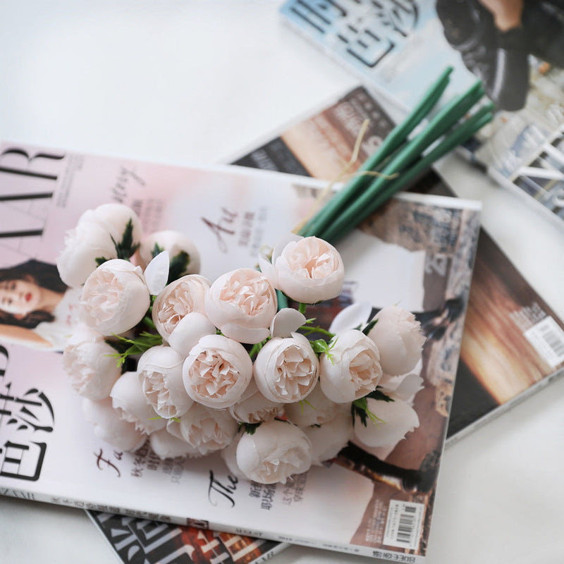 11 Inch Silk Peony Bouquet, 10 Pcs Realistic Artificial Flowers, Bulk Wholesale