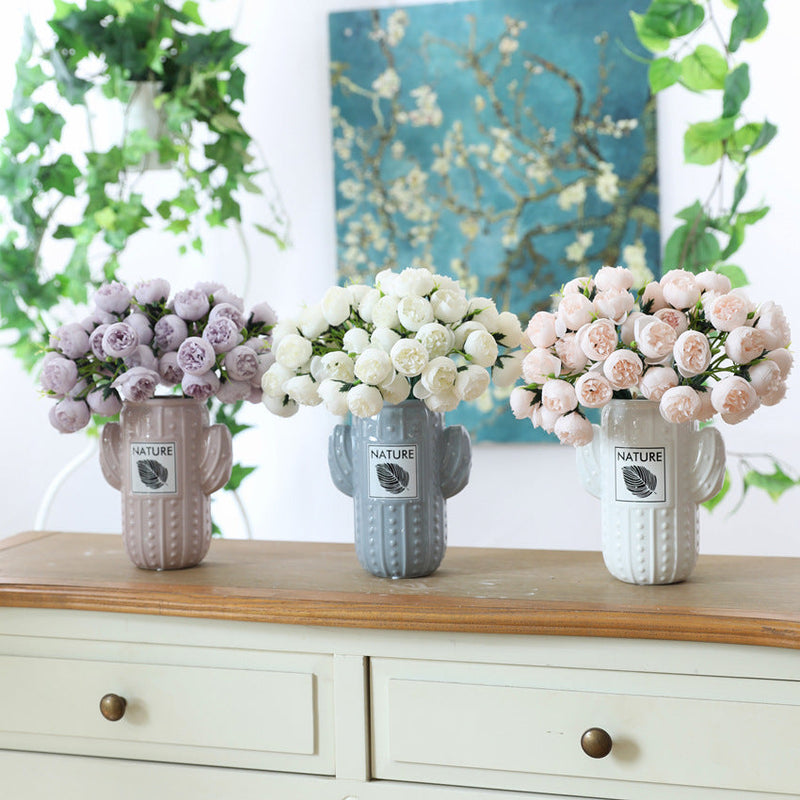 11 Inch Silk Peony Bouquet, 10 Pcs Realistic Artificial Flowers, Bulk Wholesale