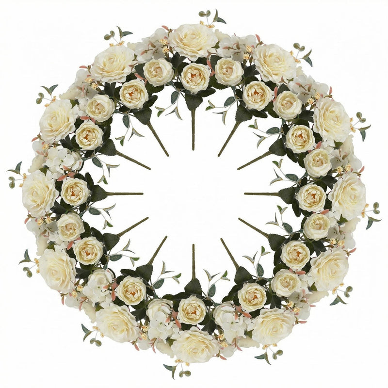 12 Inch Artificial Peony and Hydrangea Bouquet, 12 Packs Mixed Silk Flowers