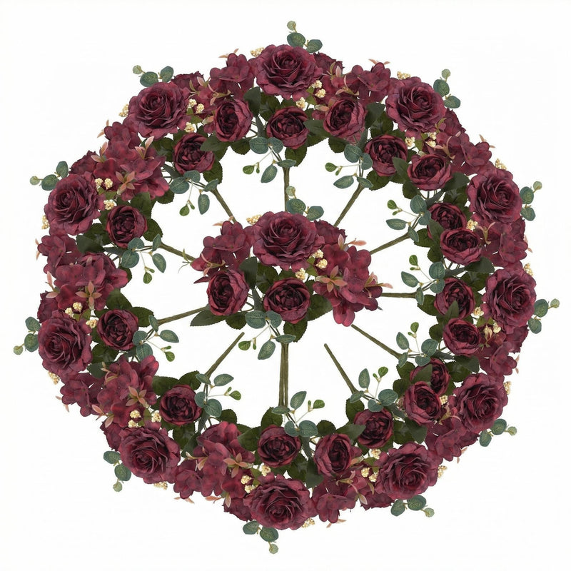 12 Inch Artificial Peony and Hydrangea Bouquet, 12 Packs Mixed Silk Flowers