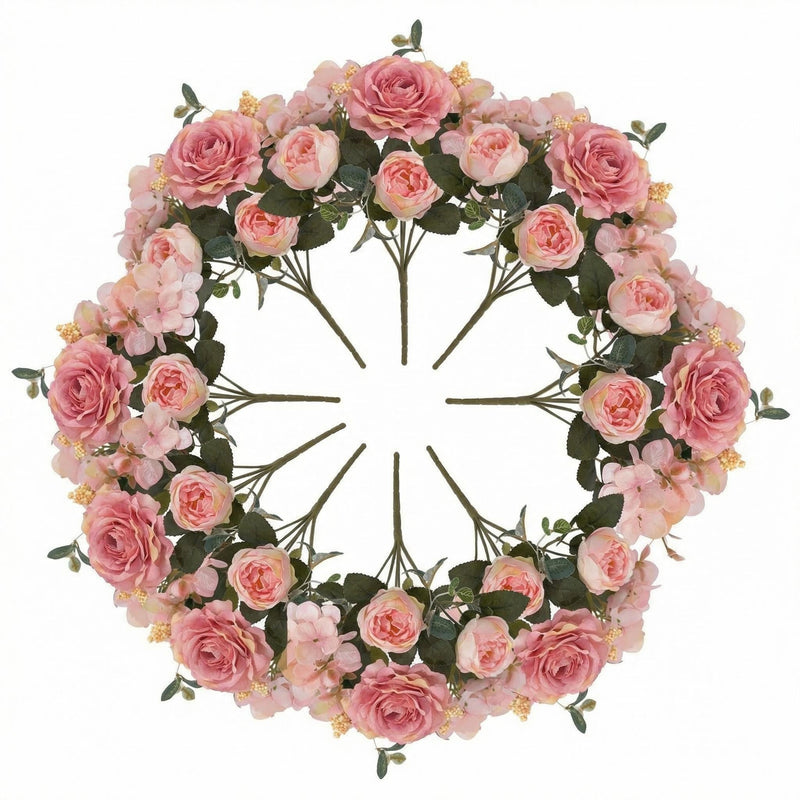 12 Inch Artificial Peony and Hydrangea Bouquet, 12 Packs Mixed Silk Flowers