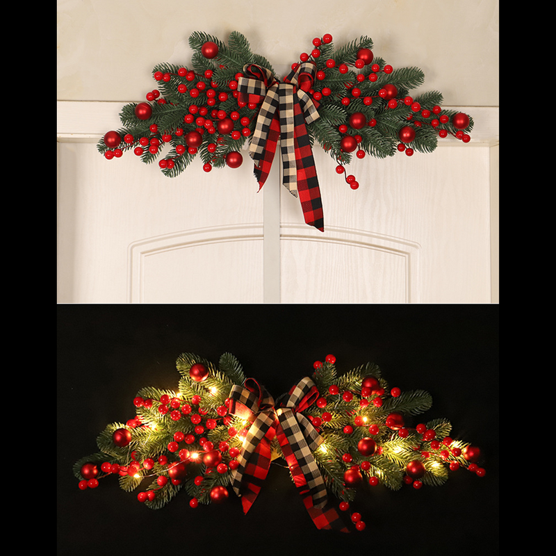 Artificial Christmas Swag with Pre-Lit Holy Berries, 24 Inch, Bulk Holiday Decoration
