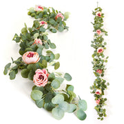 5.6 Ft Artificial Eucalyptus and Peony Flower Garland Bulk Quantity