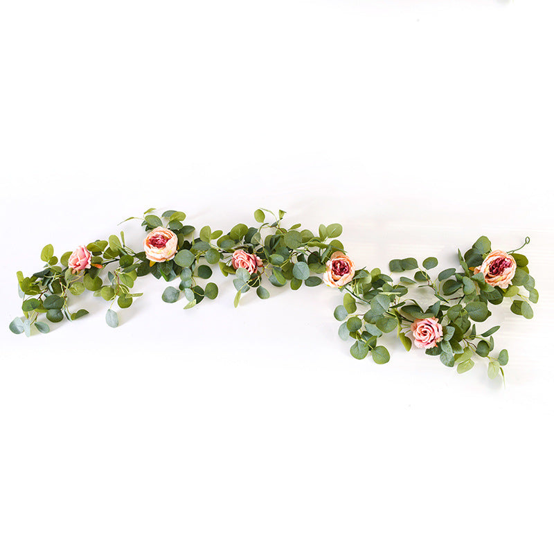5.6 Ft Artificial Eucalyptus and Peony Flower Garland Bulk Quantity