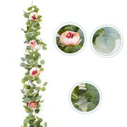5.6 Ft Artificial Eucalyptus and Peony Flower Garland Bulk Quantity
