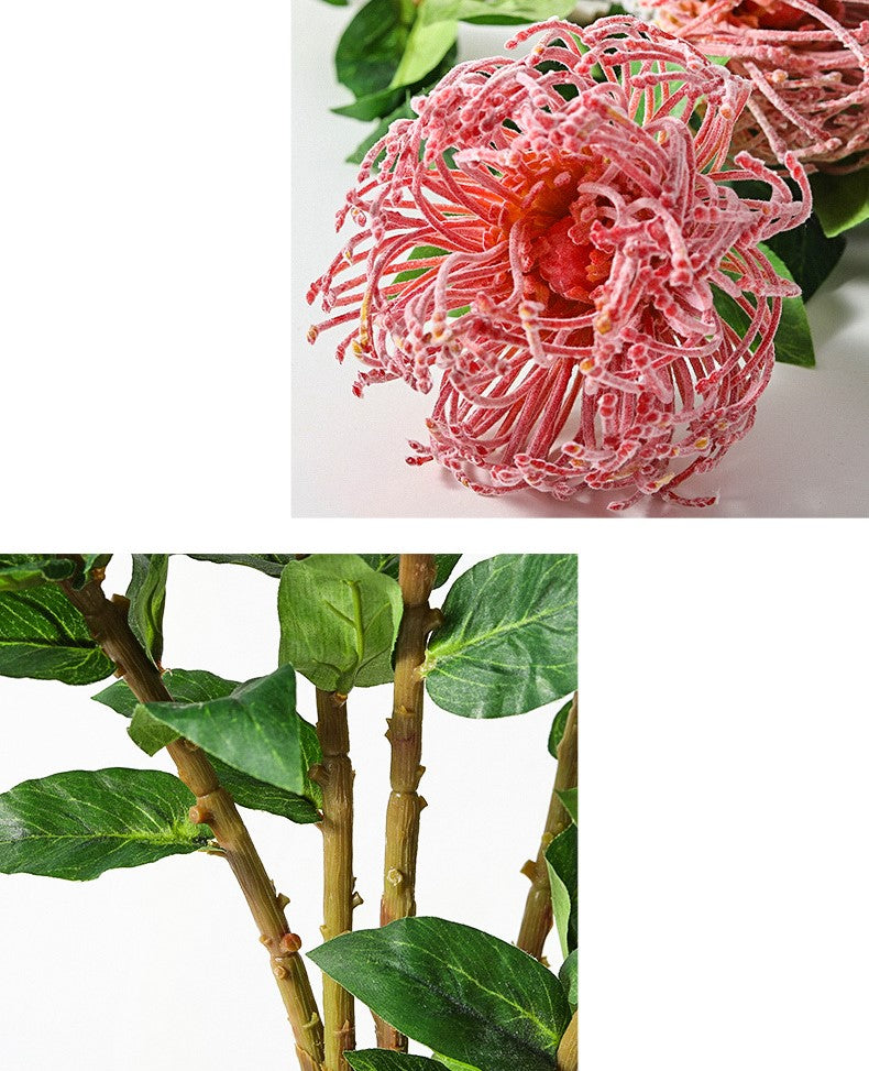 30 Inch Leucospermum Cordifolium Pincushion Protea Stems, 10 Pcs Artificial Flowers
