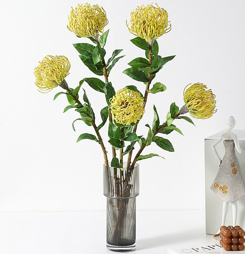 30 Inch Leucospermum Cordifolium Pincushion Protea Stems, 10 Pcs Artificial Flowers