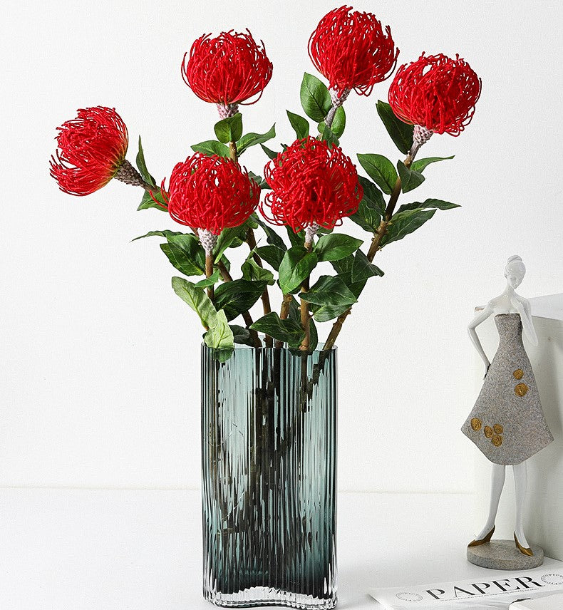 30 Inch Leucospermum Cordifolium Pincushion Protea Stems, 10 Pcs Artificial Flowers