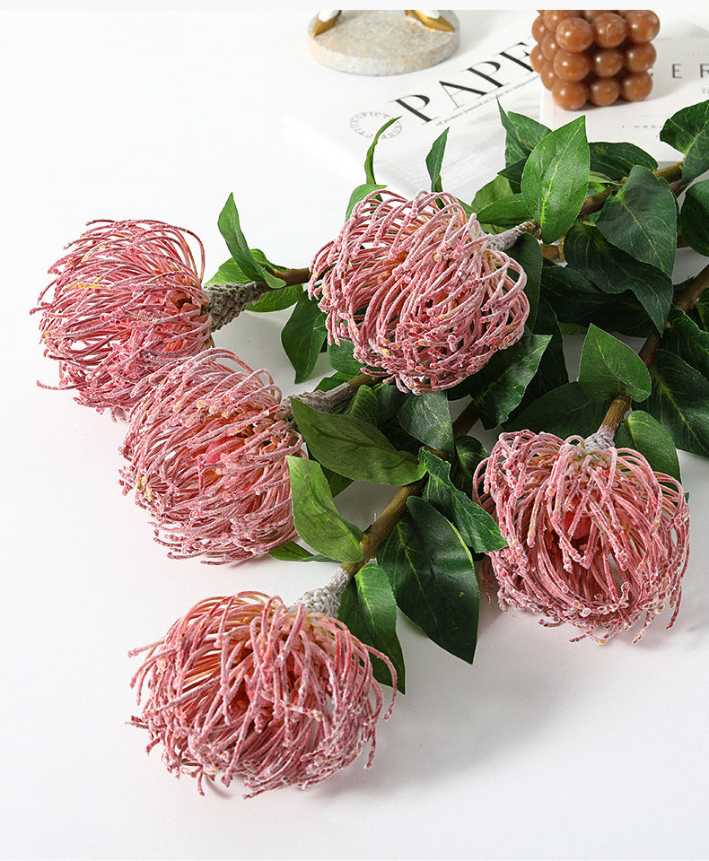 30 Inch Leucospermum Cordifolium Pincushion Protea Stems, 10 Pcs Artificial Flowers