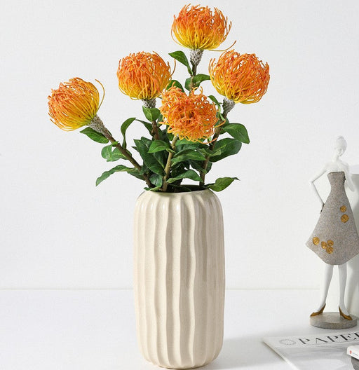30 Inch Leucospermum Cordifolium Pincushion Protea Stems, 10 Pcs Artificial Flowers