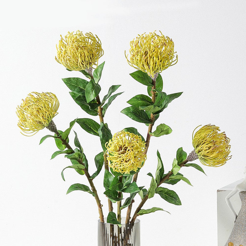 30 Inch Leucospermum Cordifolium Pincushion Protea Stems, 10 Pcs Artificial Flowers