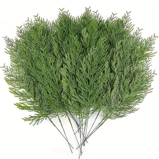 40 Pcs Artificial Pine Cedar Stems 12 Inch Green Faux Branches for Wreath Crafts Bulk