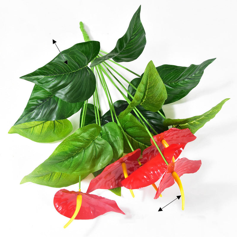 20 Inch Red Anthurium Bush Artificial Flowers UV Resistant 6 Stems Bulk