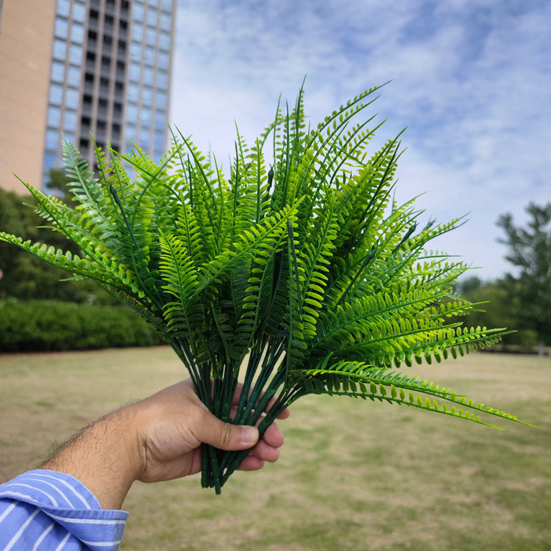 8 Bundles Artificial Boston Fern Plants 12 Inch Fall Greenery for Outdoor Decor
