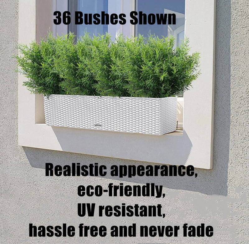 8 Pcs Artificial Rosemary Bush Plants 12 Inch UV Resistant Green Shrubs Grass