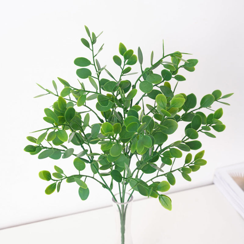 13 Inch Artificial Eucalyptus Bush Greenery Plants, 5 Twigs Bulk Wholesale