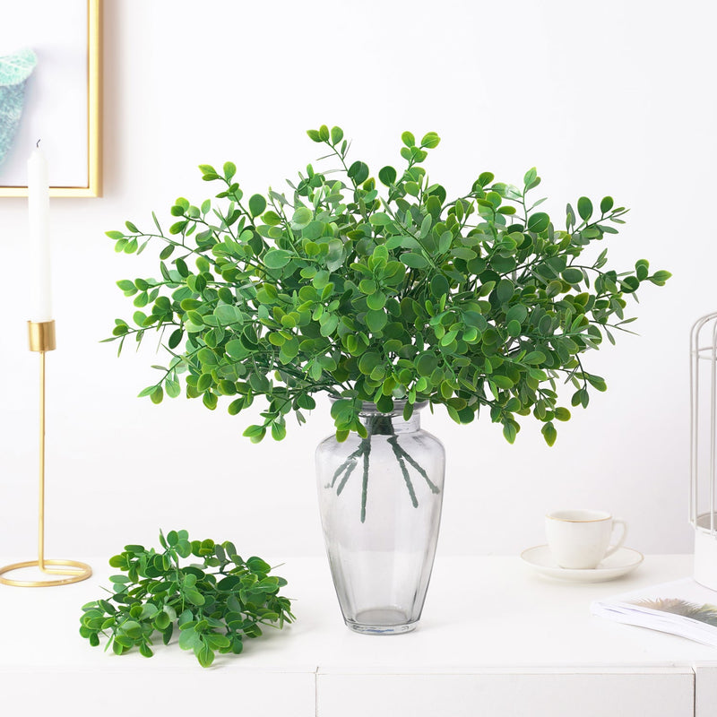 13 Inch Artificial Eucalyptus Bush Greenery Plants, 5 Twigs Bulk Wholesale