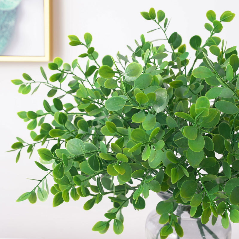 13 Inch Artificial Eucalyptus Bush Greenery Plants, 5 Twigs Bulk Wholesale