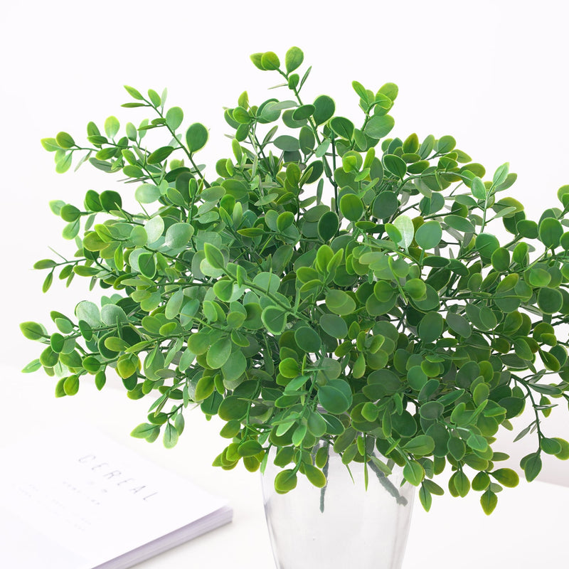 13 Inch Artificial Eucalyptus Bush Greenery Plants, 5 Twigs Bulk Wholesale