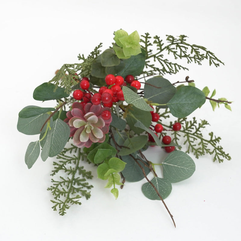 14 Inch Artificial Holy Berry Bouquet 10 Stems Christmas Floral Arrangement