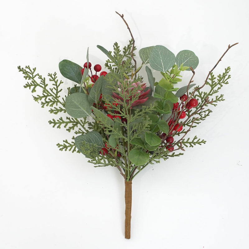 14 Inch Artificial Holy Berry Bouquet 10 Stems Christmas Floral Arrangement