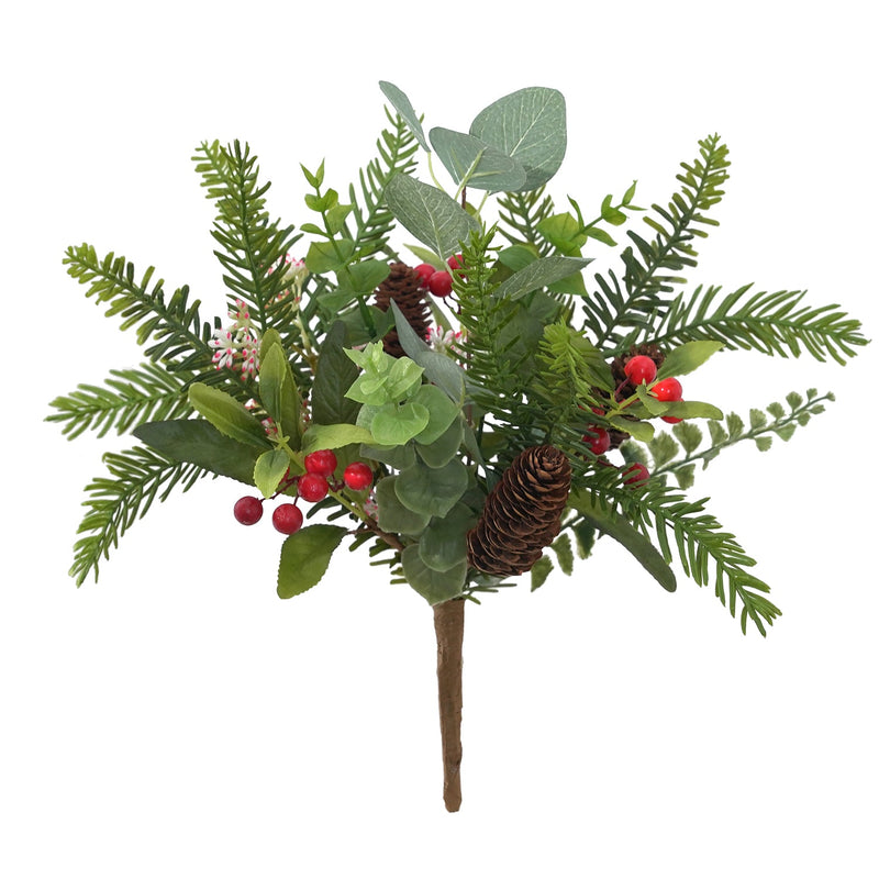 14 Inch Artificial Holy Berry Bouquet 10 Stems Christmas Floral Arrangement