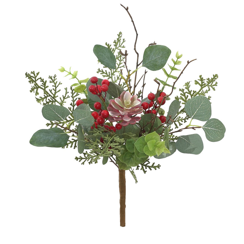 14 Inch Artificial Holy Berry Bouquet 10 Stems Christmas Floral Arrangement