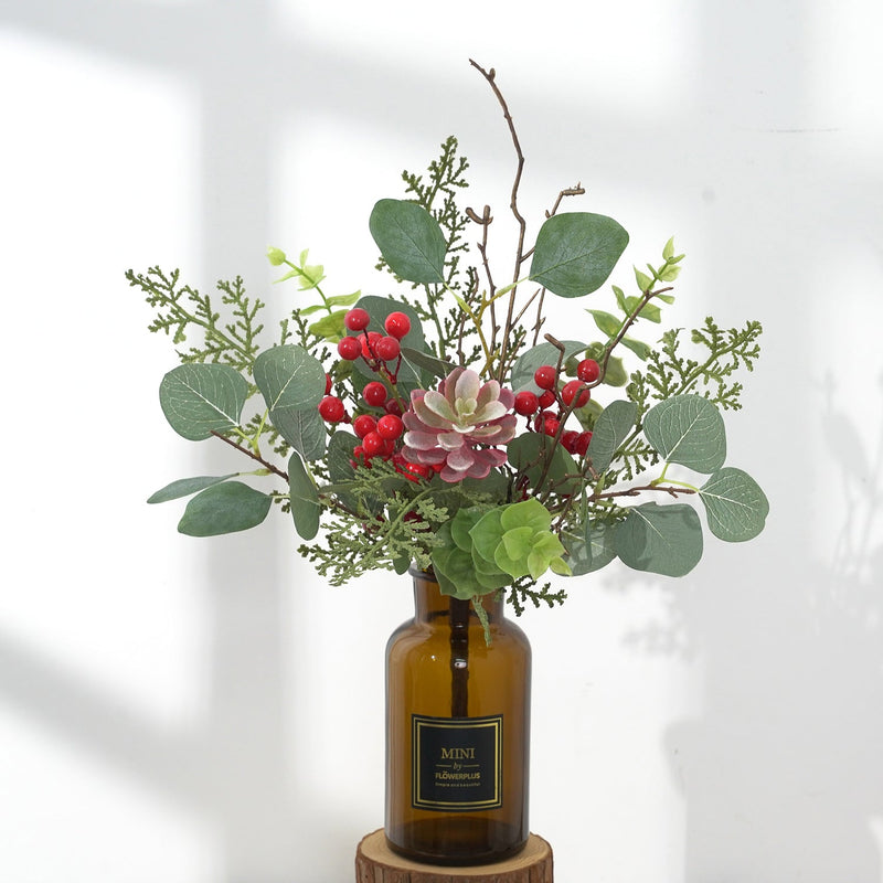 14 Inch Artificial Holy Berry Bouquet 10 Stems Christmas Floral Arrangement