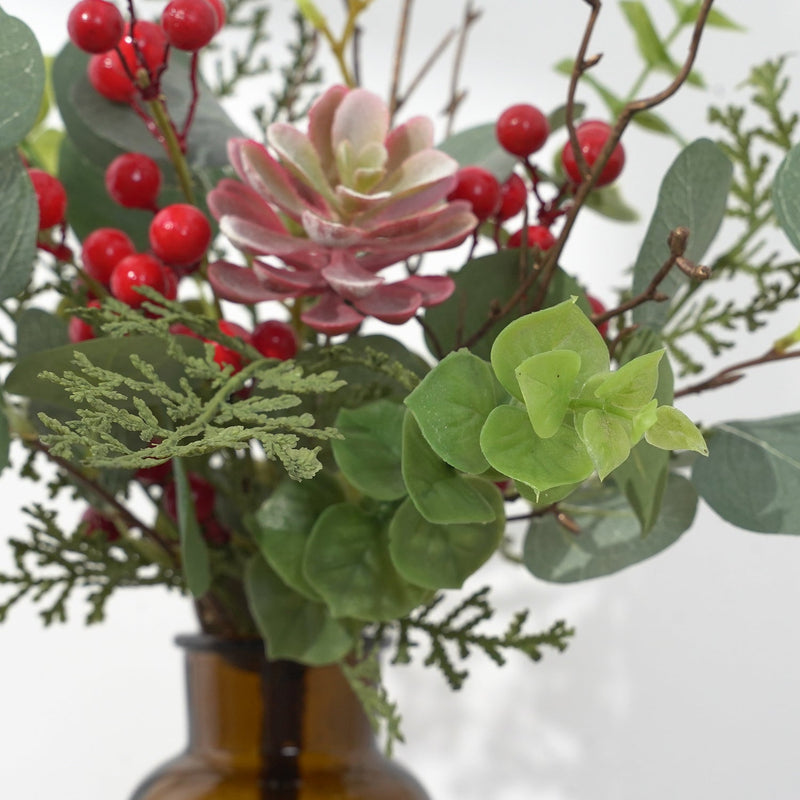14 Inch Artificial Holy Berry Bouquet 10 Stems Christmas Floral Arrangement