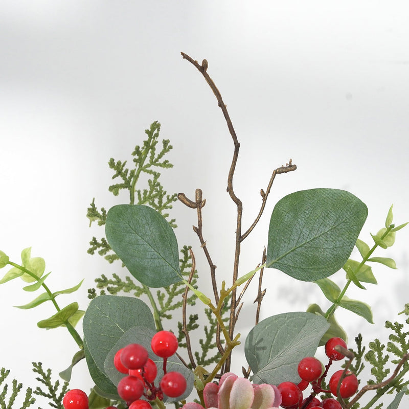 14 Inch Artificial Holy Berry Bouquet 10 Stems Christmas Floral Arrangement