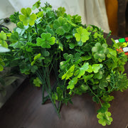 10 Pcs Artificial St. Patrick’s Day Clover Plants UV Resistant Outdoor Lucky Green Foliage