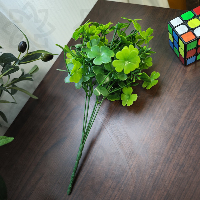 10 Pcs Artificial St. Patrick’s Day Clover Plants UV Resistant Outdoor Lucky Green Foliage