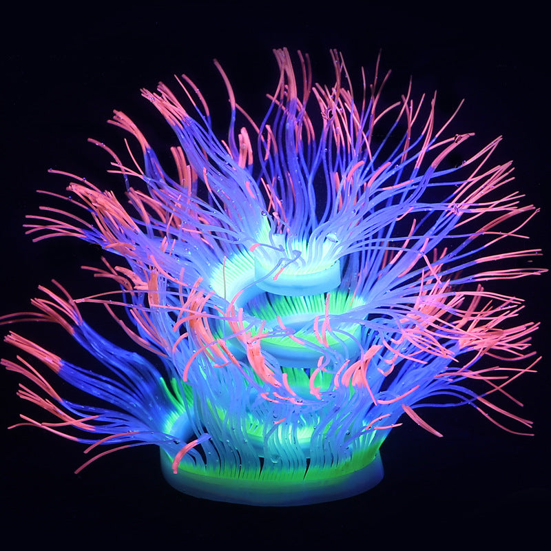 Artificial Aquarium Plants 10 Pcs Glow Sea Anemones Decorations for Fish Tank