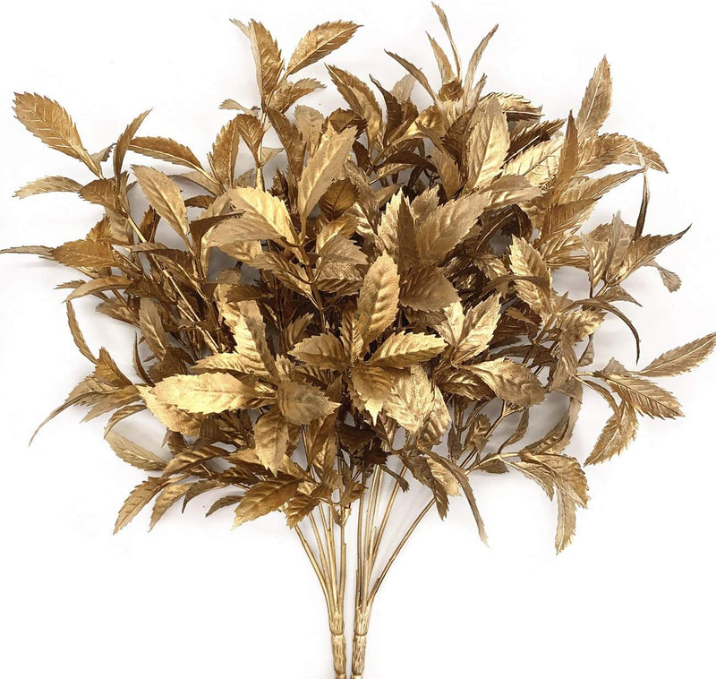 2 Pcs Artificial Gold Bush Grass Faux Shrubs for Indoor Outdoor Garden Wedding Table Planter Filler