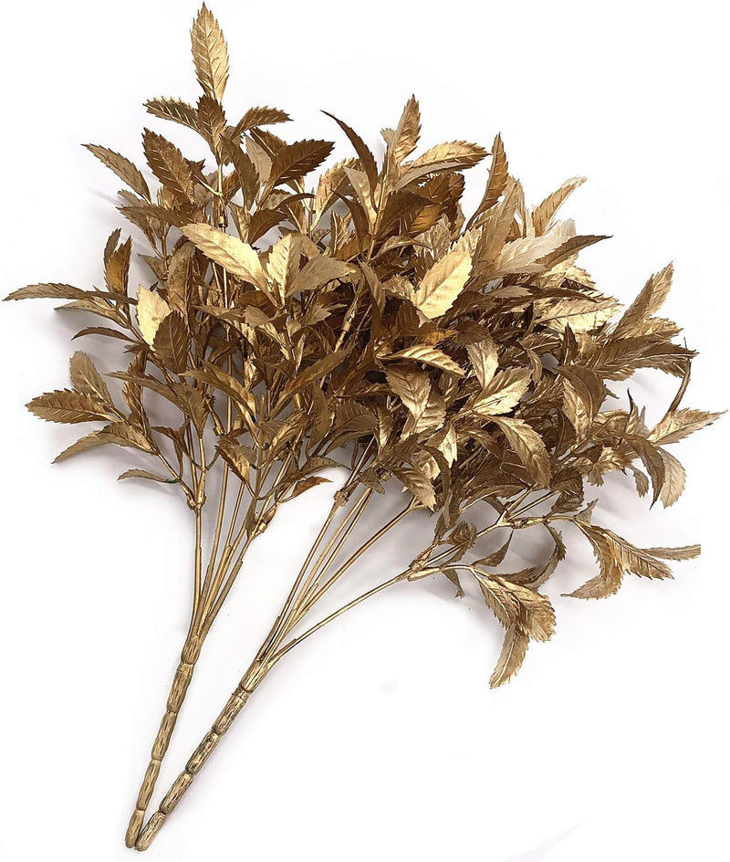 2 Pcs Artificial Gold Bush Grass Faux Shrubs for Indoor Outdoor Garden Wedding Table Planter Filler