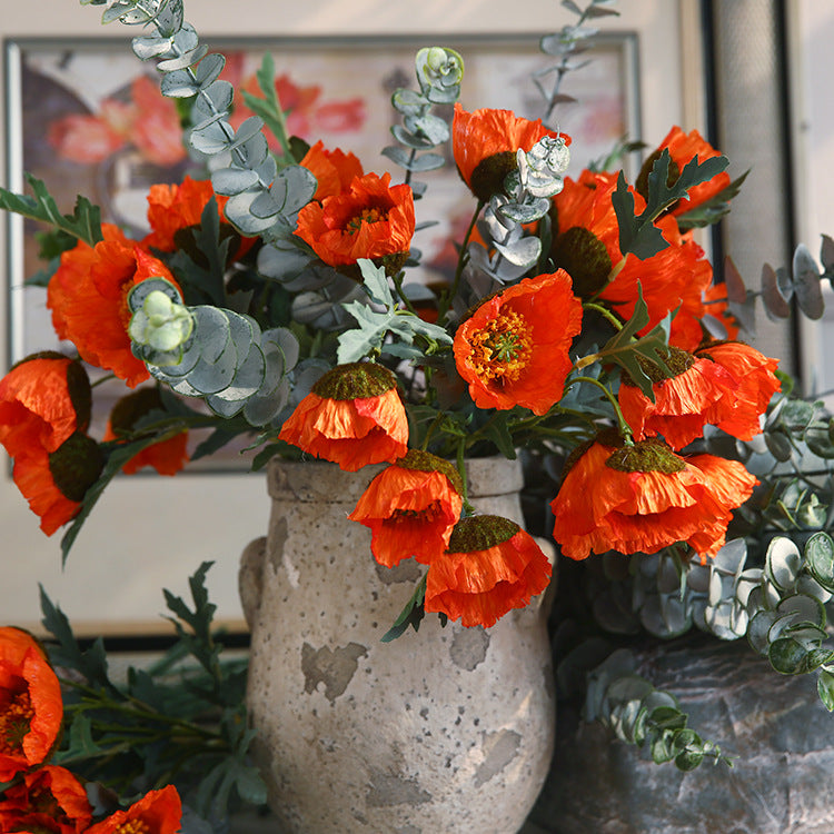 18 Inch Artificial Silk Poppy Stems 10 Pcs Bulk Wholesale