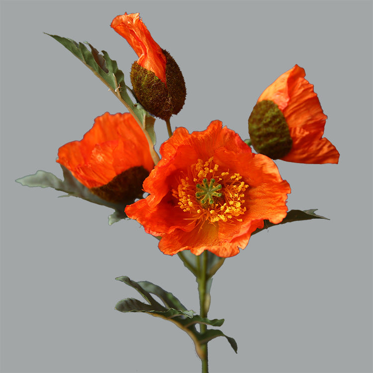 18 Inch Artificial Silk Poppy Stems 10 Pcs Bulk Wholesale