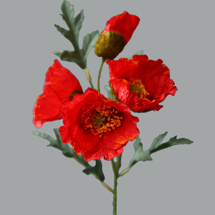 18 Inch Artificial Silk Poppy Stems 10 Pcs Bulk Wholesale