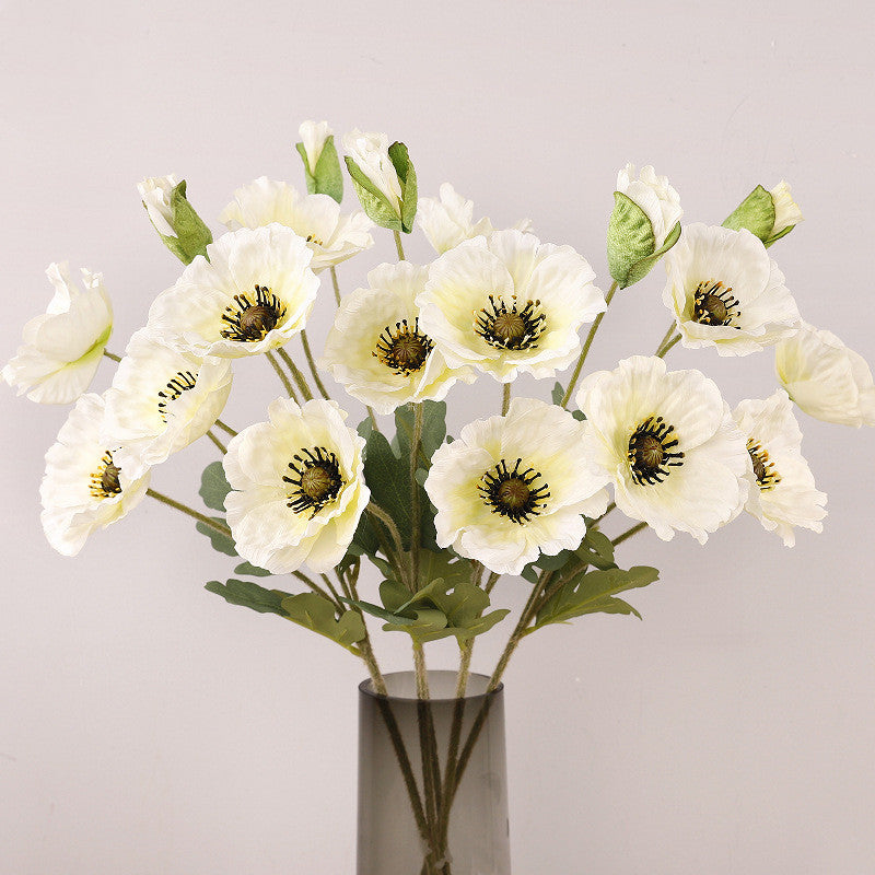 12 Inch Artificial Silk Poppy Flowers Bouquet 12 Pcs Bulk Wholesale